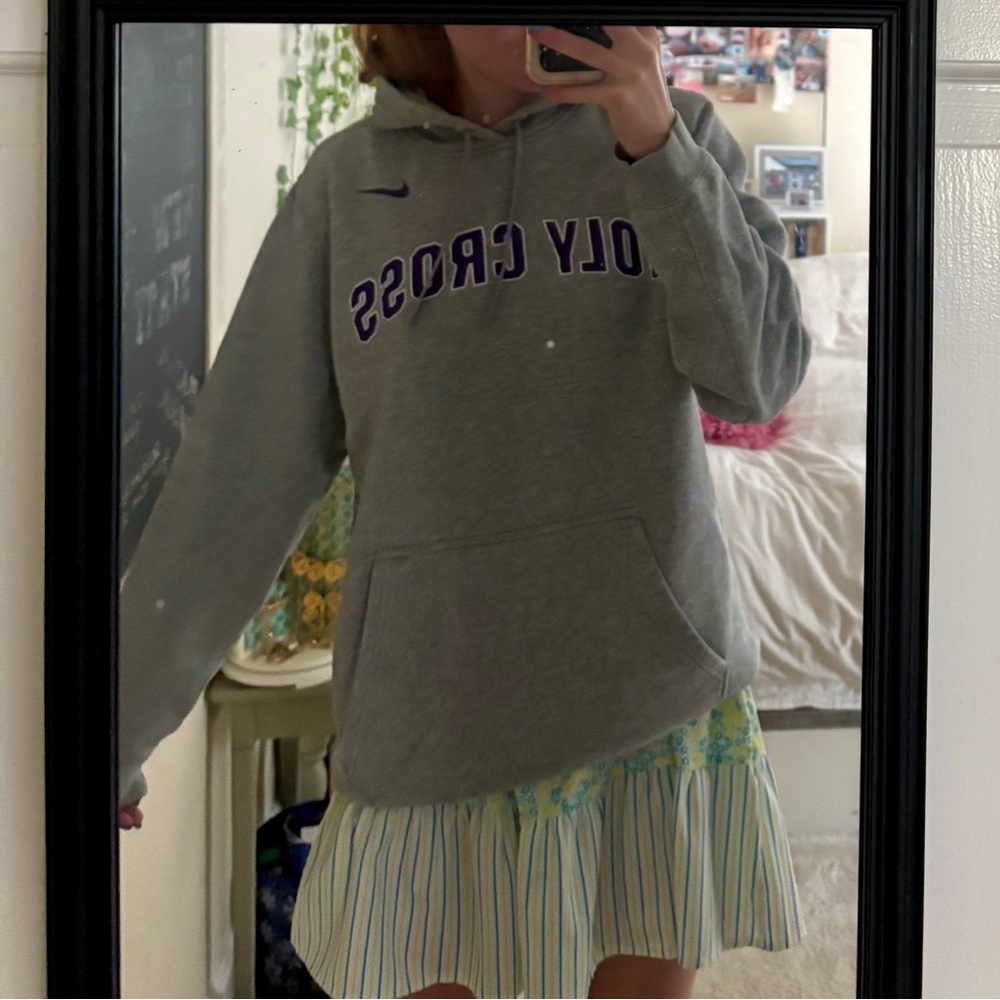 Nike Gray Hoodie with Purple Logo